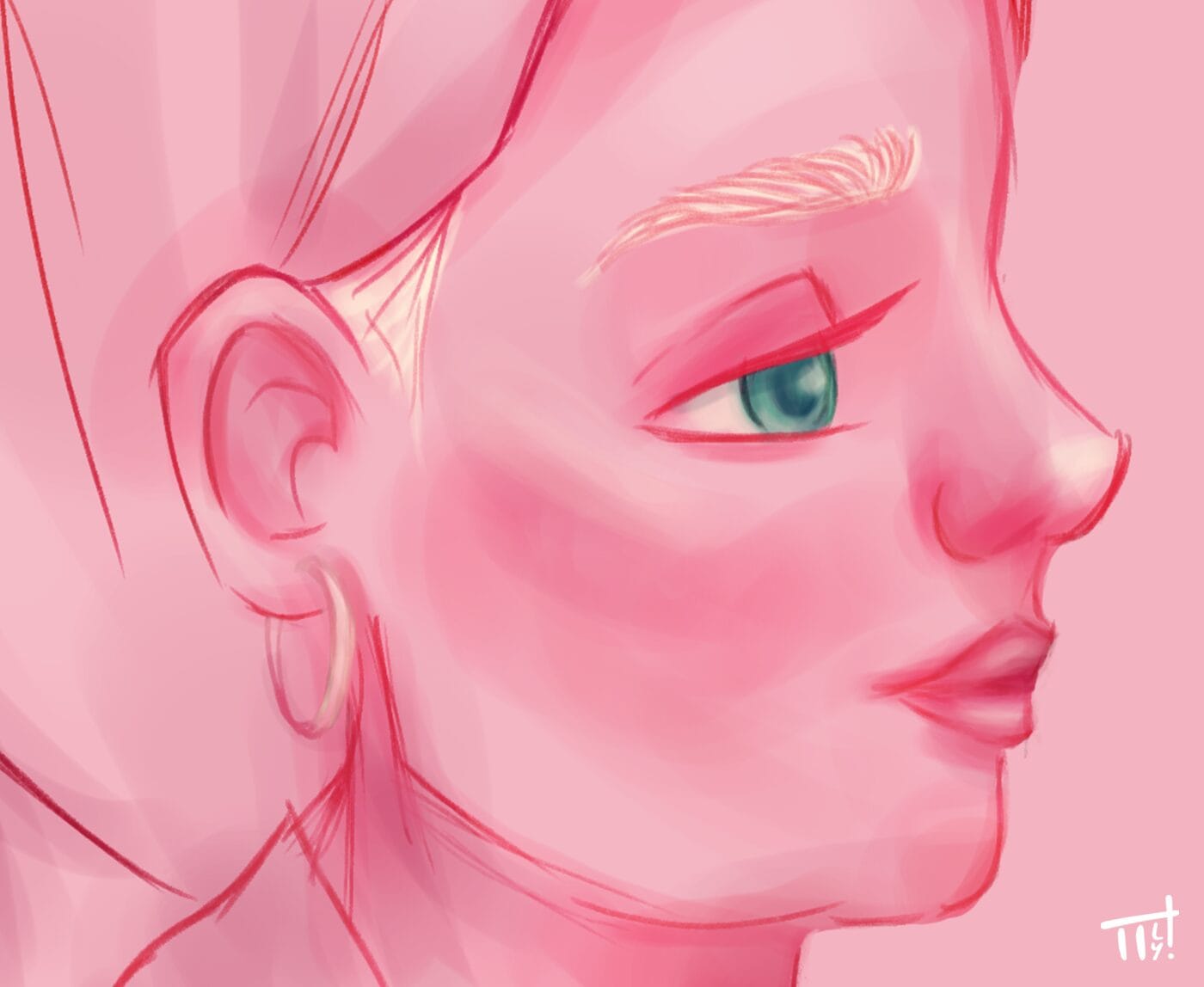 ilustración-femenina, ilustradora-mujer, arte-de-mujer, retrato-femenino, retrato-editorial emociones-femeninas, estética-femenina, en colores rosado de una madre buscadora mexicana hecha por Pily Prado