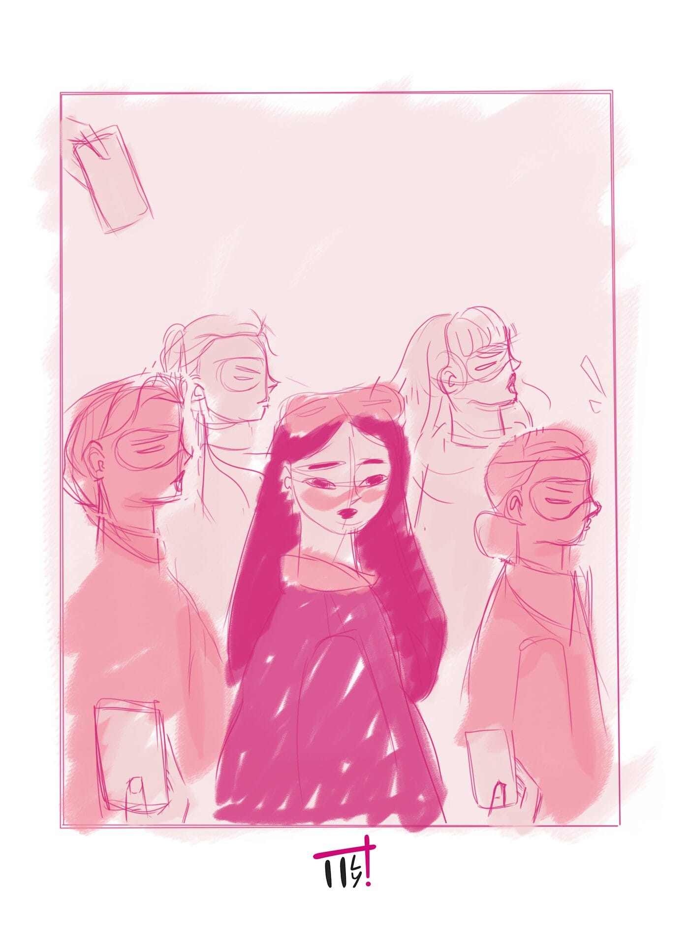 actualidad-en-ilustración, prensa-visual, ilustradora-de-noticias, ilustraciones-editorial-poéticas, pensamientos-ilustrados, dibujo-para-pensar, illustration about the social problem of deepfakes in young generations